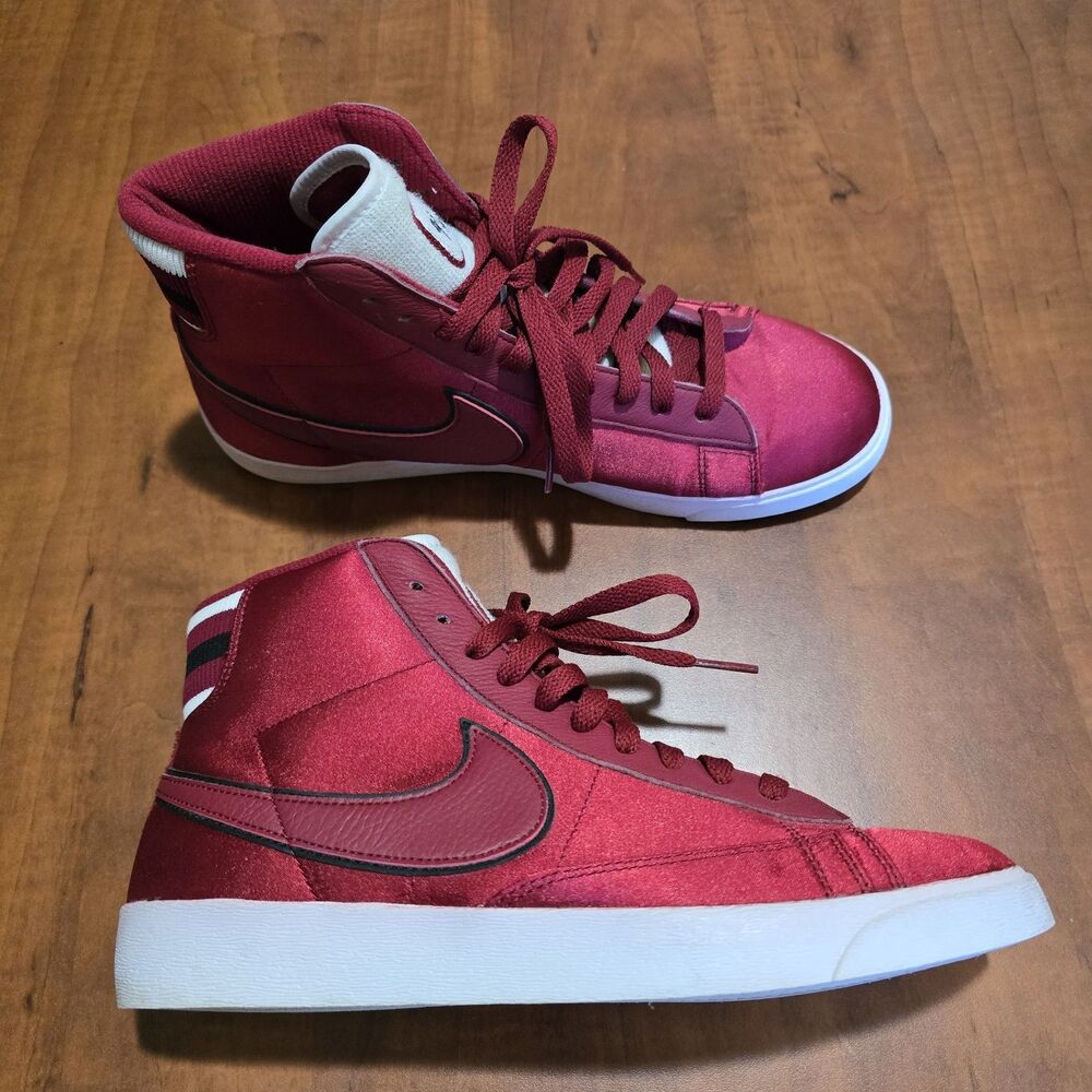Nike Blazer Mid Premium Womens Satin Terry Cloth Tongue Lace Up Sneakers 9